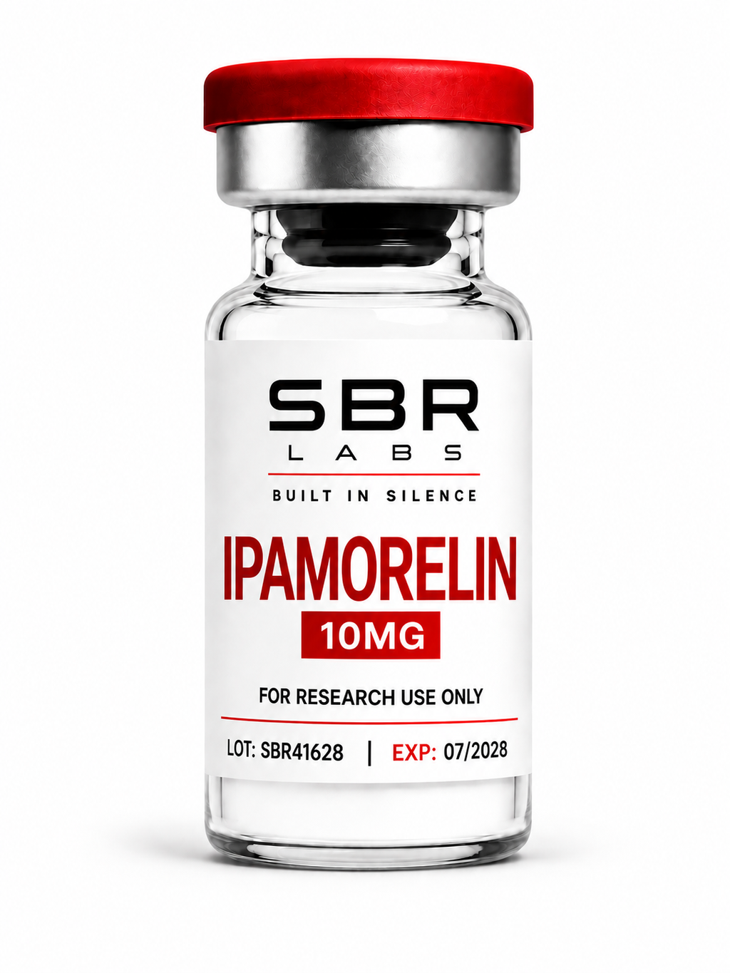Ipamorelin 10mg growth hormone secretagogue research peptide vial by SBR Labs